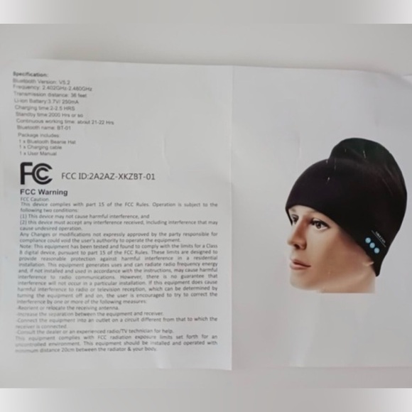 Xikezan | Black Knit Bluetooth Speaker Beanie Cap | Exercise Sports Outdoors NWT - Picture 13 of 15